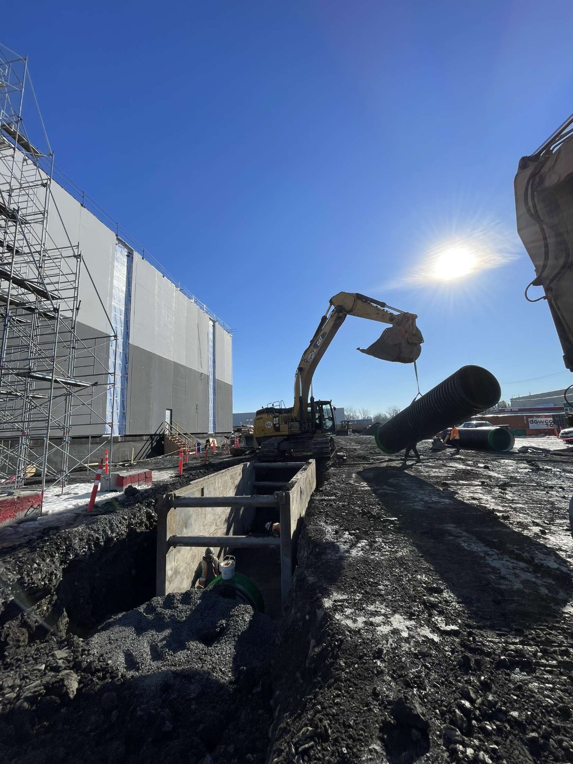 Installation de conduite de grand diamètre
